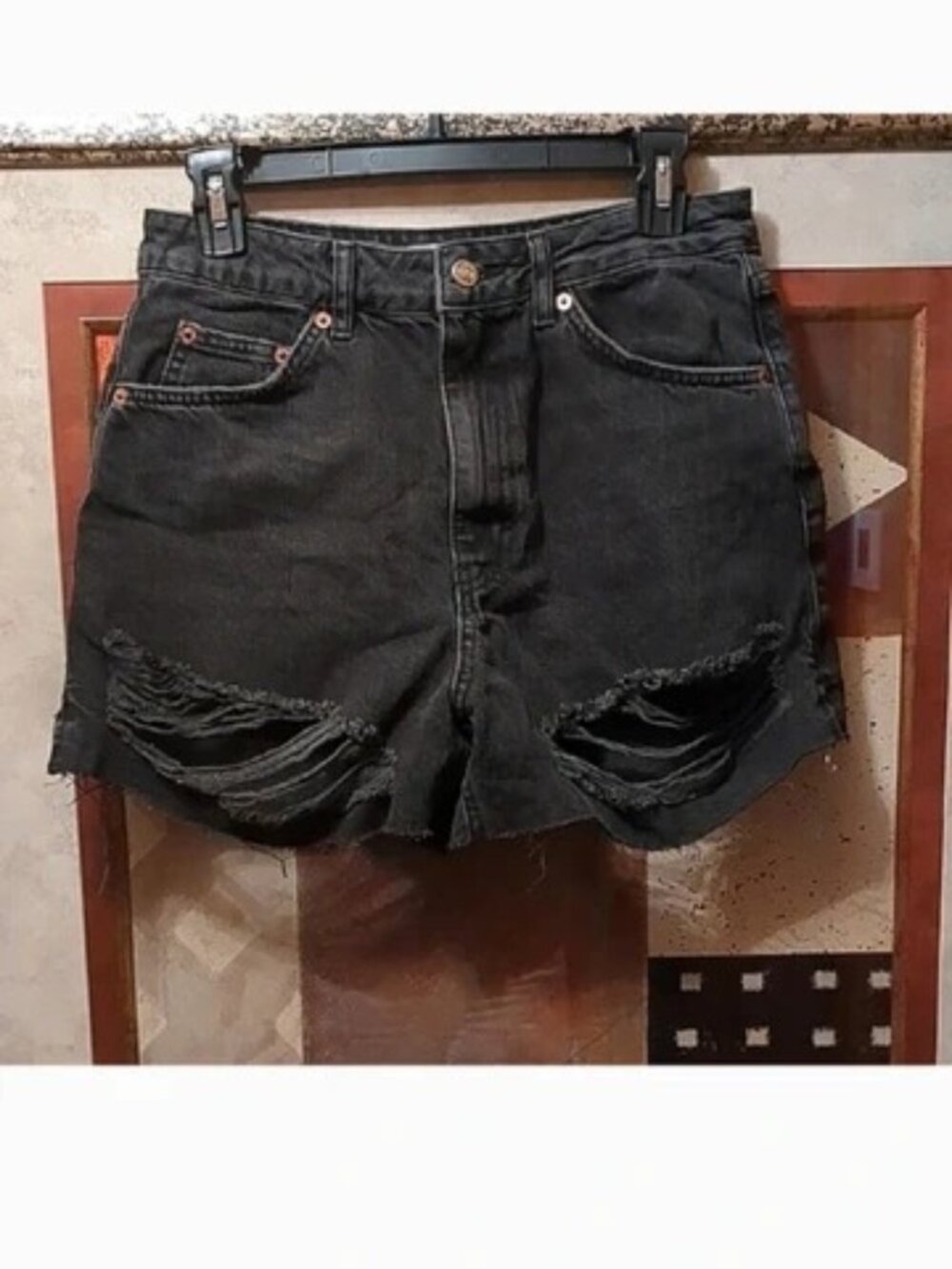 Topshop Black Jean Shorts Size 6